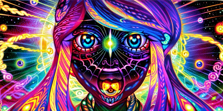 <lora:Alex:1> (Alex gray art:0.8), (beautiful:1.3), psychedelic, breath, (time:1.3), stars, (glowing:1.2), (eyeball:1.3), acid, acid trip