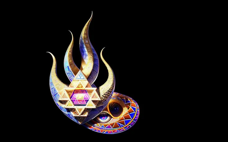 (Alex gray art:1.5), (tool band art:1.3), (fractal:1.3), (triangles:1.4), serene, realistic detailed eyes, realistic face details, vibrant details, finely detailed, masterpiece, best quality, extremely detailed, 2K, 4K, 8k, 16k, 32k, 12k, HD, UHD, HDR, High quality texture, intricate details, detailed texture, extremely detailed, High quality shadow, a realistic representation of the face, dramatic light, Ray tracing, perspective, (LSD:1.3), (kundalini energy:1.3), (recursive sacred geometry pattern flower of life:1.3), (third eye:1.3), (alex gray:1.2), (pyramid:1.2), third eye, spirit energy, (geometric patterns:1.3) (Flames:1.3), cosmic energy