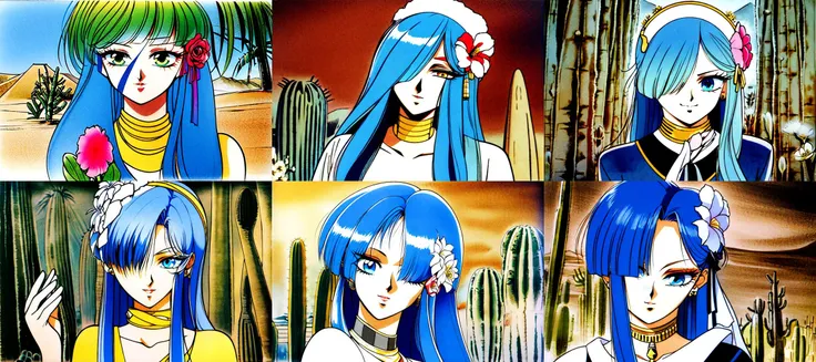 (otherworldly, otherworldly atmosphere, otherworldly appearance), highly insanely detailed, masterpiece, top quality, best quality, highres, 4k, 8k, RAW photo, collar, earrings, jewelry, necklace, armlet, 
(long_hair, long hair, random colors cloth, random colors hair, random long hair, dynamic hair, glowing hair, hair over one eye), 
(eyelashes, eyeliner, eyeshadow, eyelashes), 
makeup, 
(dynamic pose), nsfw, 
((ancient egyptian theme)), golden ornaments, 
1girl, (portrait), 
((desert, Mexico, cacti)), 
a grove of mechanical trees swaying to the rhythm of coded breezes, (tranquil:0.6), (serene:0.5), 
rem (re:zero), 1girl, solo, roswaal mansion maid uniform, twins, siblings, short hair, blue hair, blue eyes, maid, ribbon, hair ornament, hair over one eye, smile, looking at viewer, x hair ornament, hair ribbon, black ribbon, maid headdress, white apron, bangs, breasts, small breasts, long sleeves, dress, wide sleeves, standing, shiny, (flower:1.5), watercolor \(medium\), <lora:Narumi Kakinouchi_mix:0.9>, 
BREAK
scenery, (ancient egyptian ruins), (fantasy world)