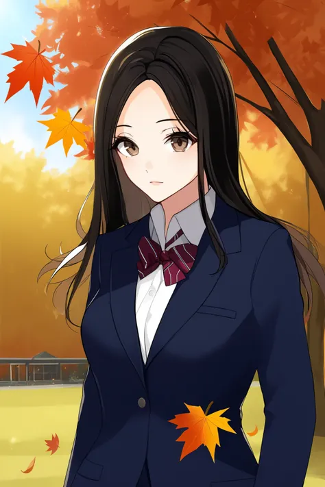 score_9, score_8_up, score_7_up, BREAK source_anime, solo, looking at viewer,
1girl,
BREAK
black hair, long hair, brown eyes, parted bangs,
blazer, school uniform, bowtie ,
:3,
BREAK
Autumn leaves, maple leaves, fluttering, wind fantastic mackerel sky golden hour,
<lora:fLikeRabbits-style:1>
