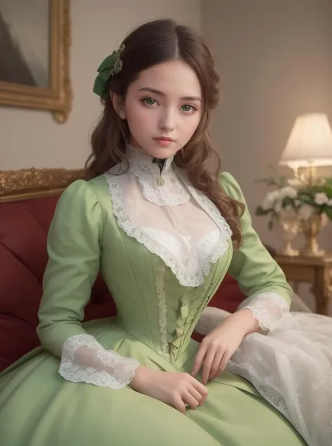 8k, masterpiece, highly detailed, high quality,
1girl, wearing a green (victorian dress), <lora:victorian_dress-SD-2.0:1>
seductive smile, head tilt, reclining,