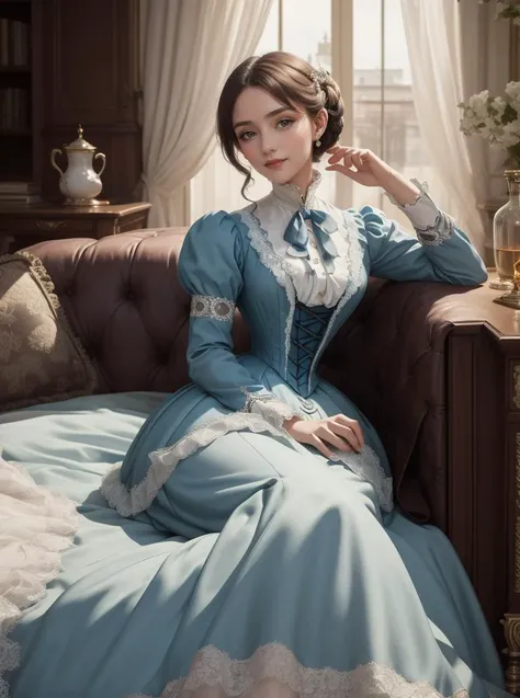8k, masterpiece, highly detailed, high quality,
1girl, wearing a blue (victorian dress), <lora:victorian_dress-SD-2.0:1>
seductive smile, head tilt, reclining,