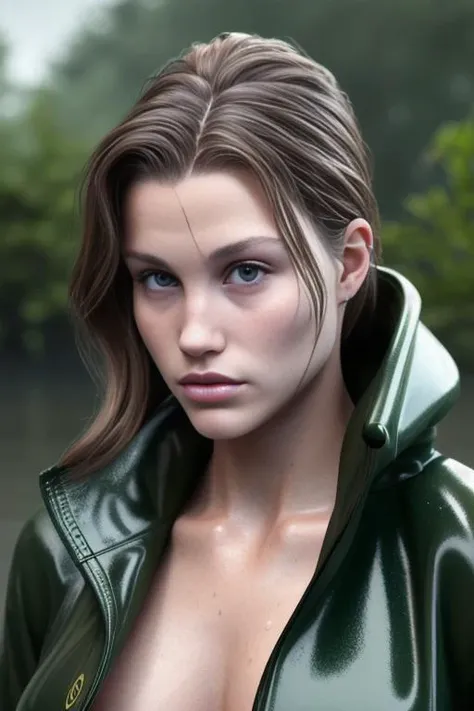 lunabijl outside in the rain, soaking wet, dank swamp, (detailed facial features:1.15), Unreal Engine 5, 8K, HQ, HDR, amazing detail, intricate details, shallow depth of field, reflections, art by artgerm and greg rutkowski