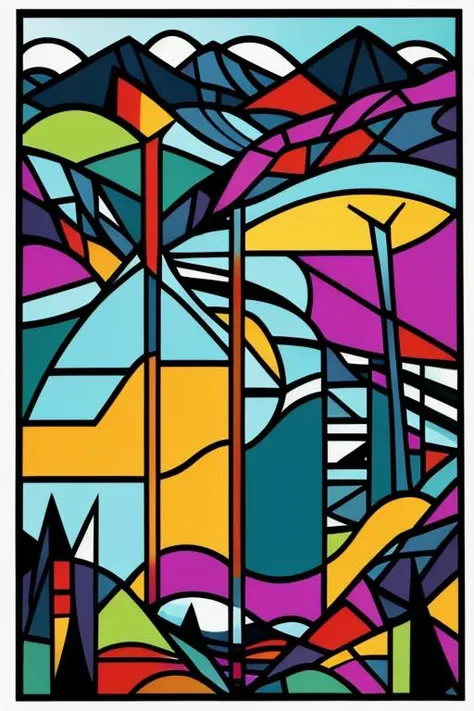 Stained glass paint, Fashion, Enchanted Mountains, Oil sticks, Layered, Split Complementary, style of Frans Masereel, style of Barry McGee, featured on Redbubble