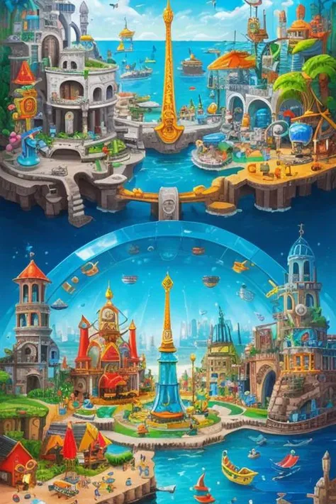 Acrylic paint, Conceptual, Lost City of Atlantis, Glassblowing, Balanced, Grayscale, style of Richard Scarry, style of Anton Fadeev, featured on Behance