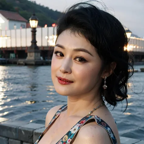 (goddess-like happiness:1.2), floating hairs, brown eyes, (RAW photo:1.2), (photorealistic:1.4), (masterpiece:1.3), (intricate details:1.2), beautiful detailed, (detailed eyes), (detailed facial features), petite,narrow waist, (looking_at_viewer:1.4), from_front, slim_legs, (best quality:1.4), (ultra highres:1.2), cinema light, outdoors, (extreme detailed illustration), (lipgloss, eyelashes, best quality, ultra highres, depth of field, caustics, Broad lighting, natural shading, 85mm, f/1.4, ISO 200, 1/160s:0.75), light on face, ocean, no make-up, <lora:yuyuexian:0.8>