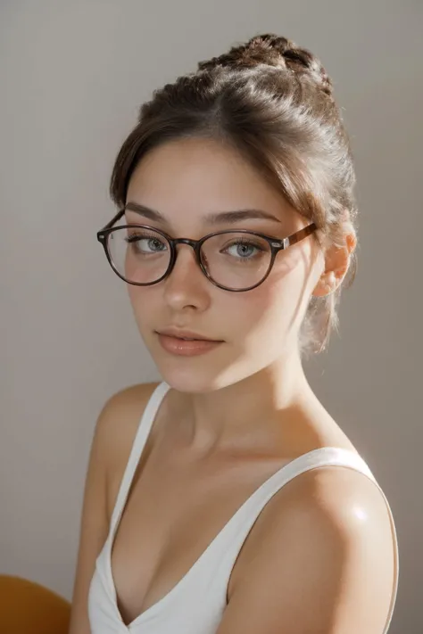 (high angle, closeup on face:1.2) photo of <lora:CandelaGallo_v1:1> CandelaGallo, she is wearing chinese clothes, she is wearing glasses, her hair is styled as knotted chignon, BREAK she is (in the terrace:1.1), light beams streaming through haze, shot on Canon EOS 5D, smooth background bokeh, color filter, in the style of James Bidgood