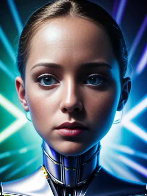 Full image in the distance. Beings of light, omoids, with human-like faces, but with very small round eyes and pointed ears, with brown hair, they wear tight olive green outfits with blue glitter spot prints, they wear a golden crown, there is a seal that shines on their outfit. They are standing on a shiny black floor in a luxurious space. Photorealism, full view, very detailed image, very realistic, hyperrealism, cinematography, Ultra HD, 8k, Unreal Engine 5, sharp focus, intricate and mysterious masterpiece. (Long exposure photography Artistic illustration close-up portrait very detailed: final quality, medium shot, backlight, Rich and striking. Enigmatic and mysterious manipulations (composition of the rule of thirds), ((detailed environment with strong lines) The best quality, in camera, white light, warm and clean aesthetics, dazzling screen composed of millions of brilliant ultraviolet rays, HDR.
