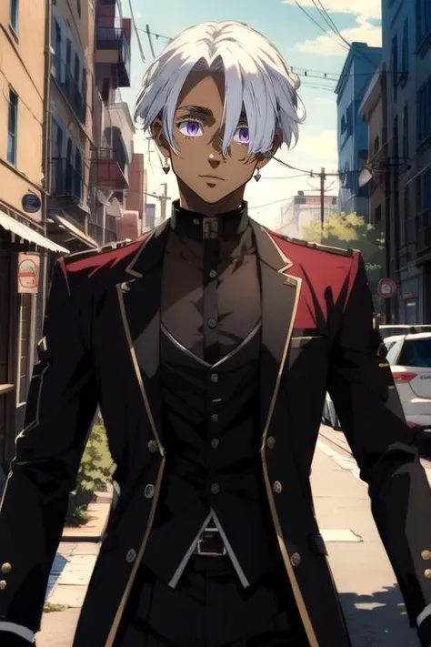(best quality:1.1), (masterpiece:1.4), sketch, , , , ligne claire, , 1boy, solo, male focus, <lora:izana_kurokawa:0.78>, izana_kurokawa, white hair, purple eyes, dark-skinned male, dark skin, , butler costume, science fiction superhero, HDR