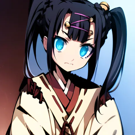 (masterpiece:1.1), (best quality:1.1), 1girl, Real light and shadow, anime face, 4k, 8k, wallpaper, epic, detail texture, ((1girl)), solo, cowboy shot, <lora:EyesGen:0.4> masterpiece, best quality, (blue eye:1.3), 1girl, looking a viewer, intricate iris, cowboy shot, <lora:RyuusuiMikado:1> ryuusui mikado, black hair, twintails, bell, hair ornament, jingle bell, hair bell, long hair, hairclip, brown eyes, japanese clothes, miko