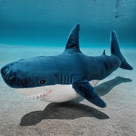 <lora:Blahaj:1> blahaj, shark, plush, swimming under the ocean, beneath the surface, water, ripples, full body, photorealistic, Masterpiece, high quality, 4K
