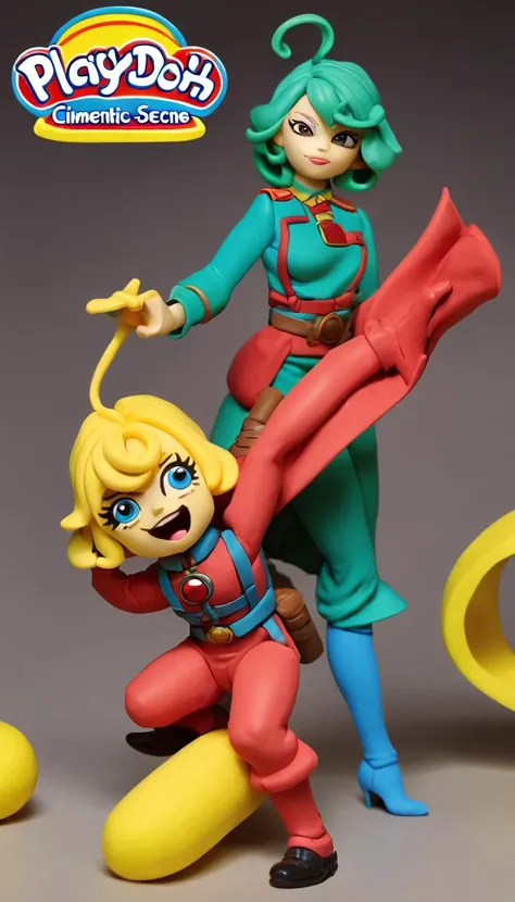 play-doh style Cinematic scene, hero view, Tanya Degurechaff , Youjo Senki, action pose, detailed background, masterpiece, best quality, high quality, absurdres <lora:tanya_degurechaff_xl_v4:1> . sculpture, clay art, centered composition, Claymation