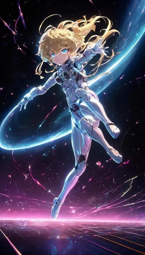 hologram of Cinematic scene, hero view, Tanya Degurechaff, Youjo Senki <lora:tanya_degurechaff_xl_v7:1>, action pose, detailed background, masterpiece, best quality, high quality, absurdres floating in space, a vibrant digital illustration, dribbble, quantum wavetracing, black background, behance hd