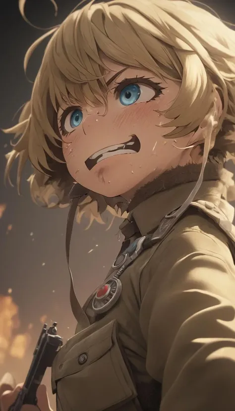 Cinematic scene, hero view, Tanya Degurechaff, Youjo Senki <lora:tanya_degurechaff_xl_v7:1>, action pose, detailed background, masterpiece, best quality, high quality, absurdres, RAW candid cinema, 16mm, color graded portra 400 film, remarkable color, ultra realistic, textured skin, remarkable detailed pupils, realistic dull skin noise, visible skin detail, skin fuzz, dry skin, shot with cinematic camera