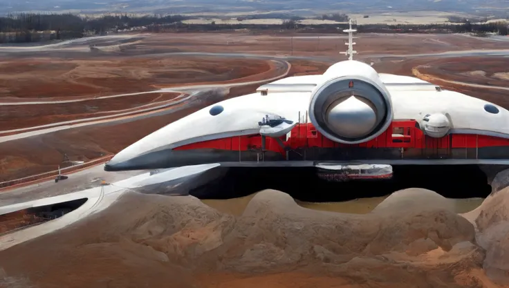 Photo, Massive Scale sci fi SpaceShip on the launchpad, style by TwinRealms