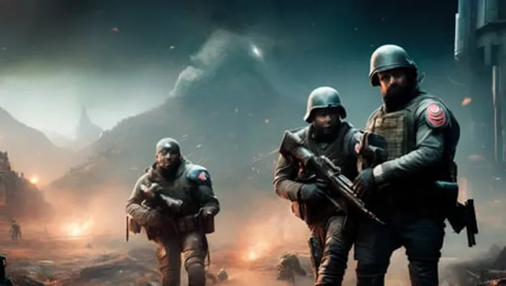 photo of (TwinRealms:1), epic composition, cinematic lighting, Incredible Heroic Soldiers of the (PromptHeist:1)