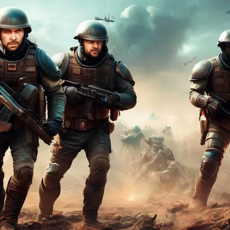 photo of (TwinRealms:1), epic composition, cinematic lighting, Incredible Heroic Soldiers of the (PromptHeist:1)