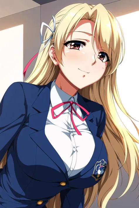 (day),Simple White Background,
Standing at attention,
school uniform,long sleeves,blazer,blue suit ,
red bow tie,neck ribbon, ribbon,
<lora:Midori_Shouji_Houkago2-KK77-V1:0.7>,
blonde hair,long hair, Bangs,, hair ribbon, Blue_Eyes,
<lora:Mariana_Luciano_NON_VIRGIN-KK77-V1:0.3>,<lora:more_details:0.1>,
1 girl, 20yo,Young female,Beautiful Finger,Beautiful long legs,Beautiful body,Beautiful Nose,Beautiful character design, perfect eyes, perfect face,expressive eyes,perfect balance,
looking at viewer,(Focus on her face),closed mouth, (innocent_big_eyes:1.0),Light_Smile,
official art,extremely detailed CG unity 8k wallpaper, perfect lighting,Colorful, Bright_Front_face_Lighting,shiny skin,
(masterpiece:1.0),(best_quality:1.0), ultra high res,4K,ultra-detailed,
photography, 8K, HDR, highres, absurdres:1.2, Kodak portra 400, film grain, blurry background, bokeh:1.2, lens flare, (vibrant_color:1.2),professional photograph,
(Beautiful,large_Breasts:1.4), (beautiful_face:1.5),(narrow_waist),