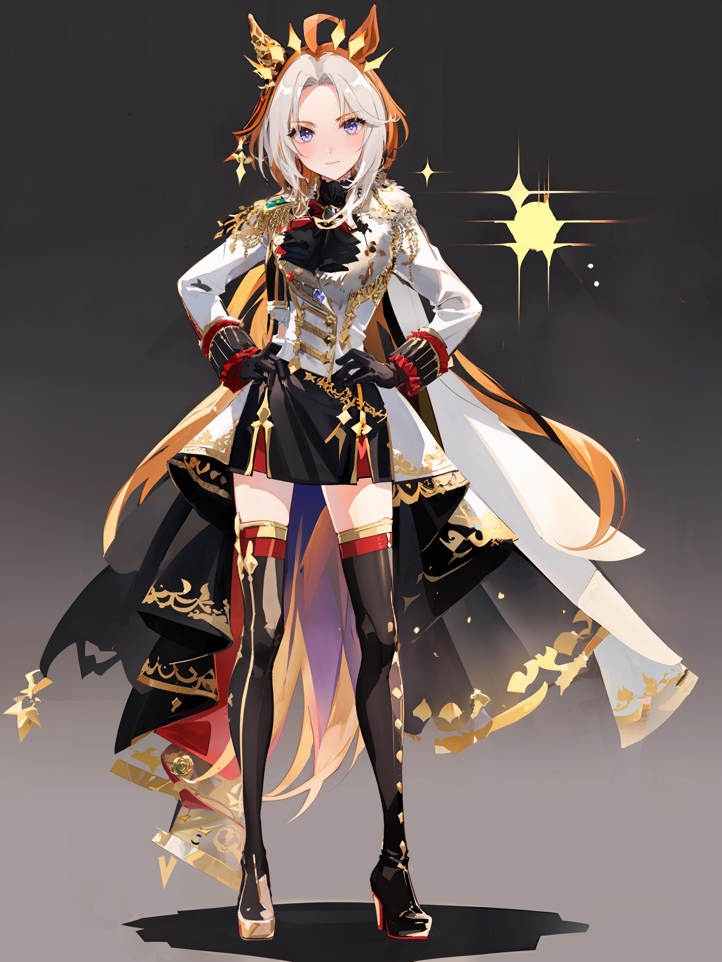 A woman in a black and gold outfit holding a sword - SeaArt AI