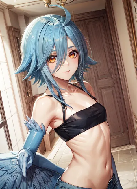 Anime  in a bikini with horns and , anime sedutora, Rimuru tempest rafaell ,Realistic bikini, Oppai proportions, small curvy loli, Oppai, biomechanical oppai, is wearing a swimsuit, thicc, pintado em anime painter studio, arte cg anime suave, feito com anime painter studio, kantai collection style, ao lado de uma piscina