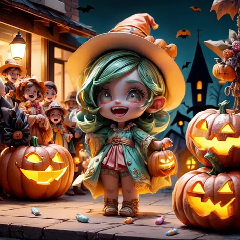insanely detailed, and intricate. a happy Link ((joy:0.6)) standing on a porch holding a box of candy. a large number of children in halloween costumes taking candy from the box Link is holding. In the background are many children in costumes taking candy from a bucket. High detail. Halloween night.<lora:add_detail:1.5> <lora:color_slider_v10:0.8> <lora:people_count_slider_v1:4.0> <lora:add_saturation:1.2>