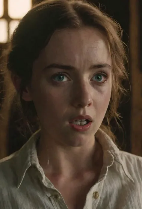 nsfw, highres masterpiece, award winning, medium full shot, a pretty cute irish girl, wearing nothing but an (19th century:1.2) cotton shirt, (completely unbuttoned shirt:1.2), opened shirt, parting lips, pleased, seductive, secretive, mysterious, ambiguous, exquisite lighting, intricately detailed, cinematic LUT