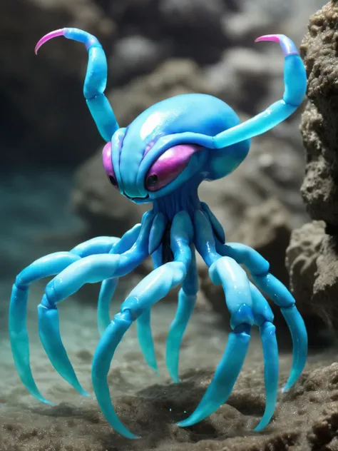 realistic photo of a humanoid crab Tentacool hybrid, anthro creature
