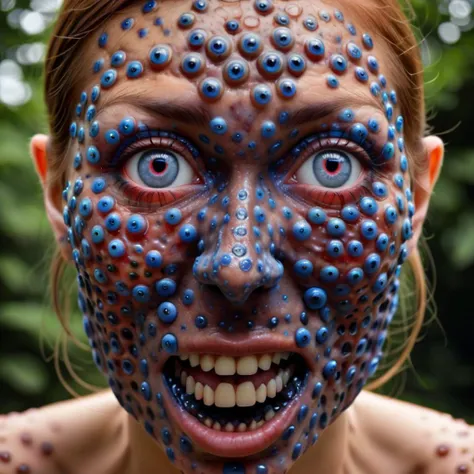 entirely covered with many (((evil eyes))),Trypophobia, rotten, woman