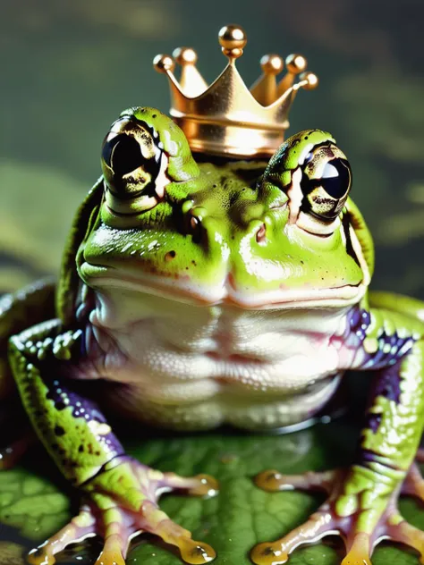 realistic mid shot portrait photo of a frog prince