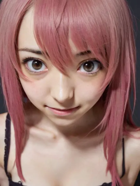 realistic photo of yuno gasai, mid shot portrait