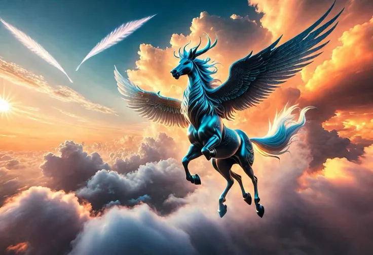 ((best quality)), ((masterpiece)), (detailed). detailed view of air spirits hovering in the sky at sunrise, fantasy, clouds, sun rays, mythical ethereal creatures, delicate, subtle, extra detail, ethereal, dynamism, cinematic shot from below. Employ high-resolution absurdly detailed imagery (absurdres:1.1) and utilize HDR techniques.