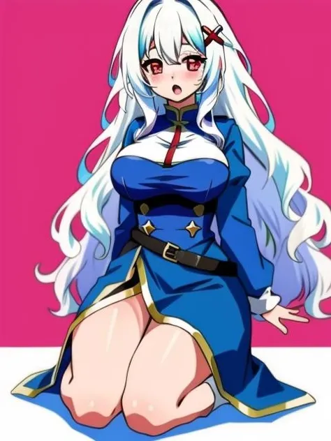 11girl, fullbody, BREAK, detailed eyes, ahoge, cute, long hair, (white hair), red eyes, sclera, blush, bangs, x-hair-ornament, hair ornament, BREAK, breasts, large breasts, sagging breast, looking at viewer, open mouth, witch costume, witch outfit, witch, anime colored <lyco:GoodHands-beta2:0.75> <lora:colorify:1> <lora:ErisLora-10:0.6>