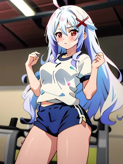 NSFW,tamamo cross \(umamusume\),(Perfect hands),(Perfect Anatomy),(masterpiece),(highest quality),locker room,Empty Eyes