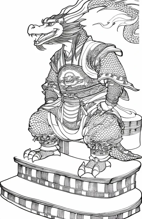 chinese lineart, smile, sitting, dragon gate,golden,
<lora:å½ç»çº¿æé£T1:0.6>