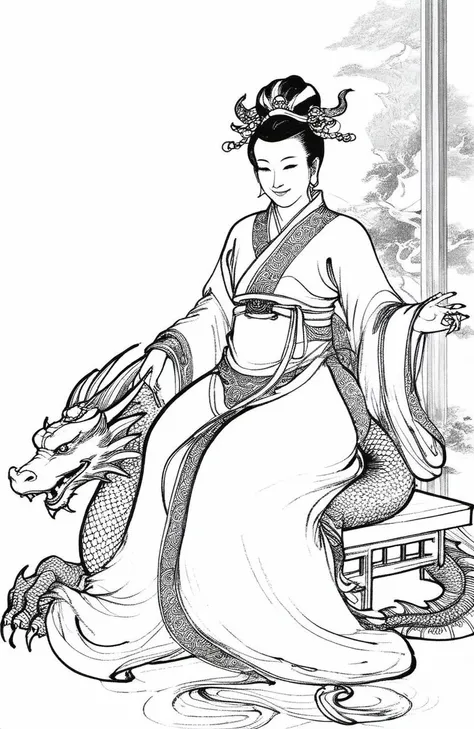 chinese lineart, smile, sitting, dragon gate,
<lora:å½ç»çº¿æé£T1:0.7>