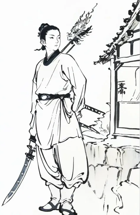 chinese lineart, 1boy, Officer, sword
<lora:å½ç»çº¿æé£T1:0.6>