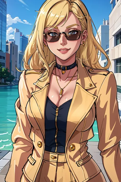 ((Masterpiece, best quality)),edgQuality,smirk,smug,
edgCJ, a woman in a jacket ,wearing edgCJ,chic jacket
<lora:edgChicJackets:0.86>
<lora:Ultimate_Nadia:0.52>blonde nadia, sunglasses,choker