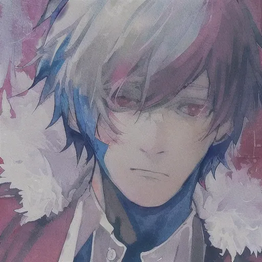 (kaneki ken), 1boy,flamboyant, in the style of sui ishida, tokyo ghoul, zoomed in on face, focused on face, blue highlights,looking at viewer,watercolor, aristocratic youth, <lora:TKG_Sui Ishida:1> <lora:Kaneki Ken:1>