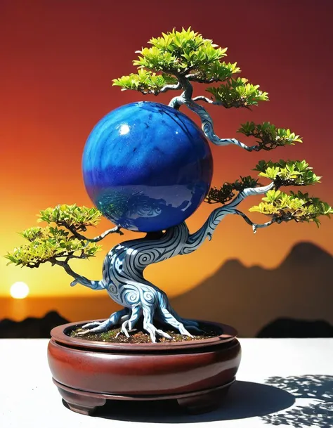 (Lets Build a Bonsai, one that we're proud of.), Lava sphere, Marine oddity, Intricate patterns, Floral abundance, body paint, Spiky hair, Relaxing sunbeds, Sunset glow, Fanciful design, Blue shirt, Vivid colors, Deep space, Red costume, Golden jewelry, Bright tiger, Lush foliage