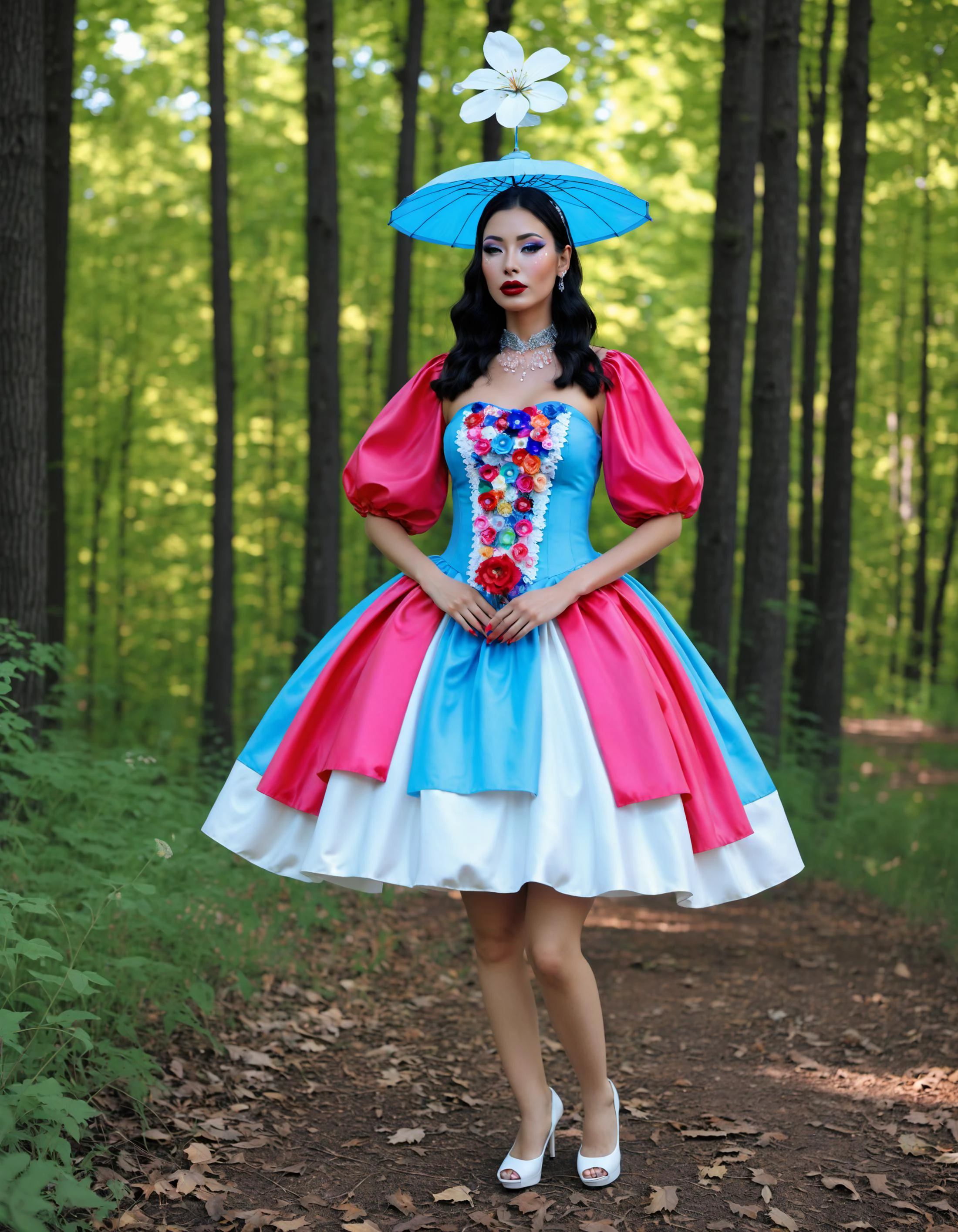 Cyber Anarchy Salon de Artificiel, Designer Glam Avant Garde Fashion, Glistening droplets Floral abundance Woodland deity Vacation home