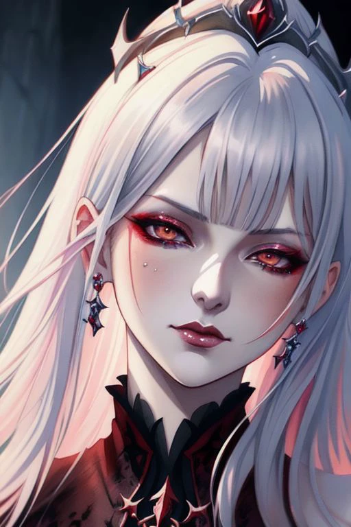evil blood queen, anime Character Design, Unreal Engine, Beautiful, Tumblr Aesthetic, Hd Photography, Hyperrealism, Beautiful Watercolor Painting, Realistic, Detailed, Painting By Olga Shvartsur, Svetlana Novikova, Fine Art