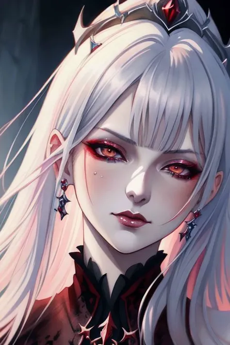 evil blood queen, anime Character Design, Unreal Engine, Beautiful, Tumblr Aesthetic,  Hd Photography, Hyperrealism, Beautiful Watercolor Painting, Realistic, Detailed, Painting By Olga Shvartsur, Svetlana Novikova, Fine Art