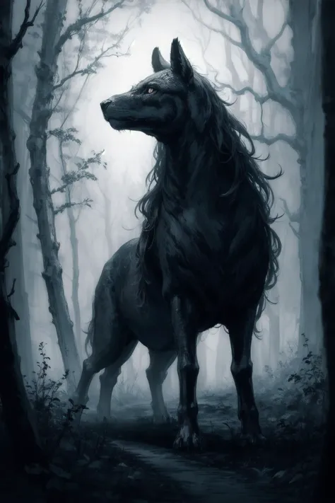 in every night there is a different black, in every night i wish that i was back to the times where i rode through the forests of old, horror, night, black metal, fog, mist, full moon, moody atmosphere, ultradetailed, hyperrealism, intricate details, sharp focus <lora:more_details:0.6>
