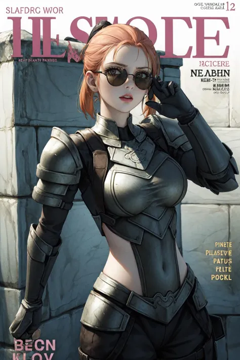 1girl, <lora:L2Gnome:0.5> l2gnome, gnome ,sunglasses,looking at viewer, (black neon armor:1.4), big breast,model poses,
,(best quality:1.3), (masterpiece:1.3), medium breast, close-up, (pink magazine cover:1.2),