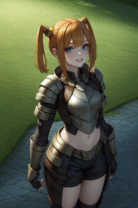 1girl, <lora:l2gnome:0.5> l2gnome, gnome, looking at viewer, smile, blue eyes, armor, (best quality: 1.3), (masterpiece: 1.3), medium breast, close-up