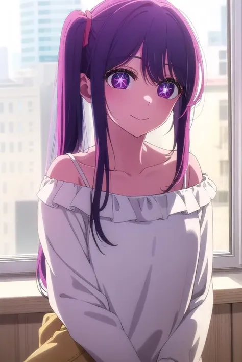 aihoshino, <lora:ai hoshino s1-lora-nochekaiser:1>,
ai hoshino, long hair, bangs, (purple eyes:1.1), purple hair, (symbol-shaped pupils:1.5), smile,
BREAK side ponytail, shirt, white shirt, collarbone, off shoulder, bra strap, shorts, pink shorts,
BREAK indoors, concert, stage,
BREAK looking at viewer, (cowboy shot:1.5),
BREAK <lyco:GoodHands-beta2:1>, (masterpiece:1.2), best quality, high resolution, unity 8k wallpaper, (illustration:0.8), (beautiful detailed eyes:1.6), extremely detailed face, perfect lighting, extremely detailed CG, (perfect hands, perfect anatomy),