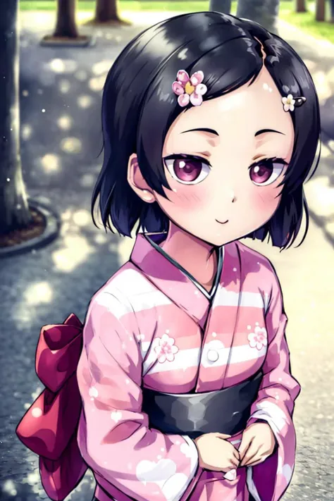 <lora:sayori:0.8> 1girl, happy, (kimono:1.2), cute, blush,
<lora:Zenko_OPM:1.0> zenko, 1girl, black hair, hair ornament, hairclip, black eyes, short hair
walking, park, trees, sakura, sakura blossoms, blue sky, sun,
<lora:pov_arm_hug:0.6> pov_arm_hug, 1girl, blush, looking at viewer, solo focus, smile, arm hug