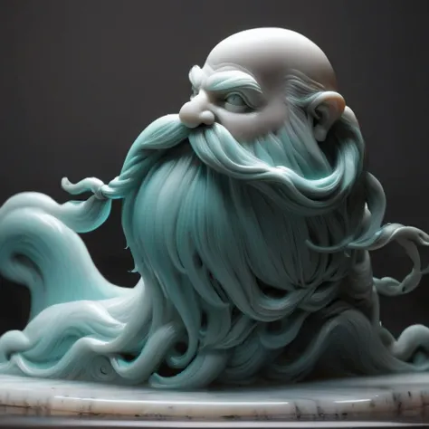 ,ultra detailed, masterpiece,  Harry_Dwarf,  dwarf-like, flowing long Turquoise beard, twirly moustache,bald, bangles, <lora:Harry_Dwarf_1.5:1>, back lighting, beautiful lighting, over a narrow bridge <lora:marblecarvingcd_xl-000006:1>marblecarvingcd_xl