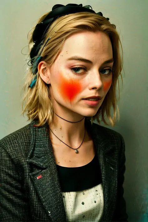 RAW photo, Margot Robbie as Serial Killer, wide shot photo of 23 y.o woman holding a bloody axe, short haircut, pale skin, slim body, ((full body)), background is dungeon, scowl, backlit, (high detailed skin:1.2), 8k uhd, dslr, soft lighting, high quality, film grain, Fujifilm XT3, hyper-realistic, dystopia, colorgraded, (by Agnes Cecile:0.1), (by Zdzislaw Beksinski:0.1),(by Peter Max:0.1), <hypernet:sxzBloom_sxzBloom:0.2>, <lora:lomodiffusionLora300_lomodiffusionLora300:0.5>, <lora:analogdiffusion_Lora300:1>, <lora:margotRobbieLORA_margotRobbieLORA:1>
