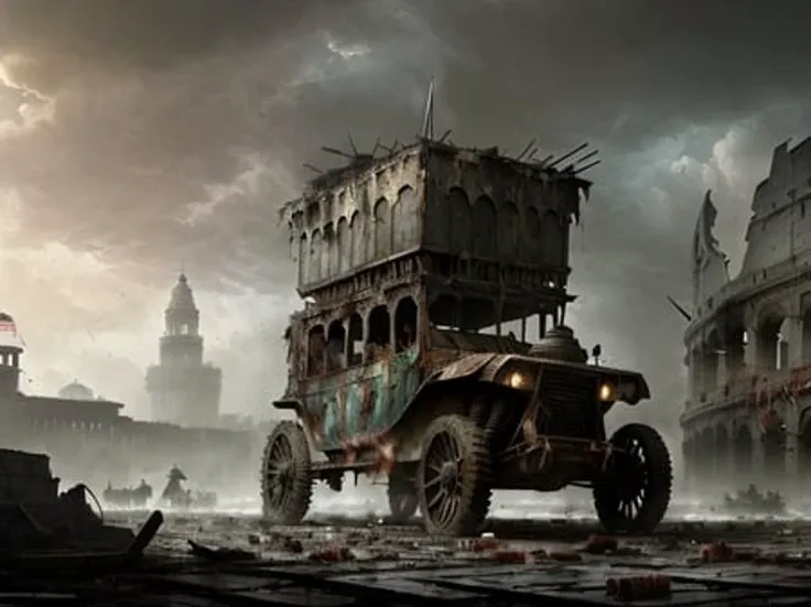 epic, hyperdetailed 3d matte painting, cinemascope panoramic, awe inspiring, colossal, landscape, ((close quarters battle)), (( He drives his (chariot), there arose (((a night Dark with huge slaughter and with crime))), and groans As of a voice immense, and sound of alms As fell the wearer, and of (sword) on sword Crashed into fragments With a ready (hand) Caesar supplies the (weapon) and bids (strike) Full at the visage and with (lance) reversed Urges the flagging ranks and (stirs the fight), where flows (the nation's (blood)), where beats the (heart), Knowing he bids them spare the common herd, But seek the senators, thus Rome (he strikes), Thus the last hold of Freedom )), natural skin texture, muted colors, sharp focus, ((((cinematic look)))), insane details, intricate details, (clutter:1.3), (decay:1.3), (grit:1.3), (darkness), (grunge:1.3), (oozing pools of filth:1.3), art by greg rutkowski and by caravaggio and by moebius and by alphonse mucha and by David Teniers the Elder